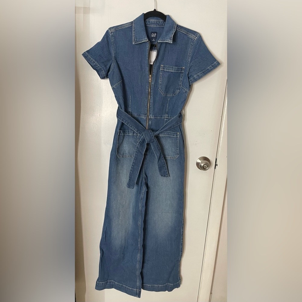 Denim Jumpsuit with Belt